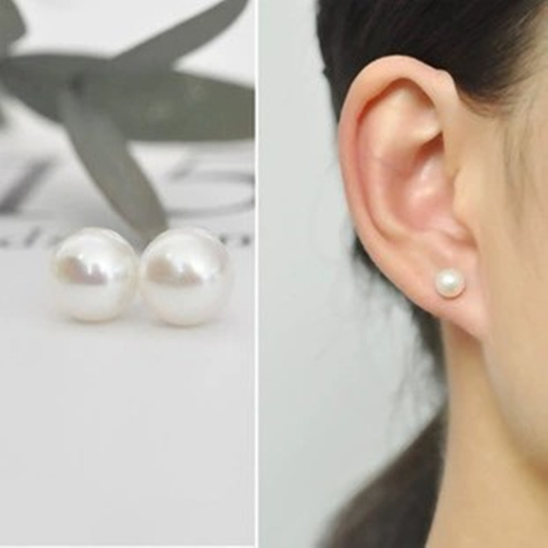 @ Special Offer @ 8MM Japanese and Korean Jewelry Pearl Bean Earrings Simple Small Joker Earrings Earrings Wholesale