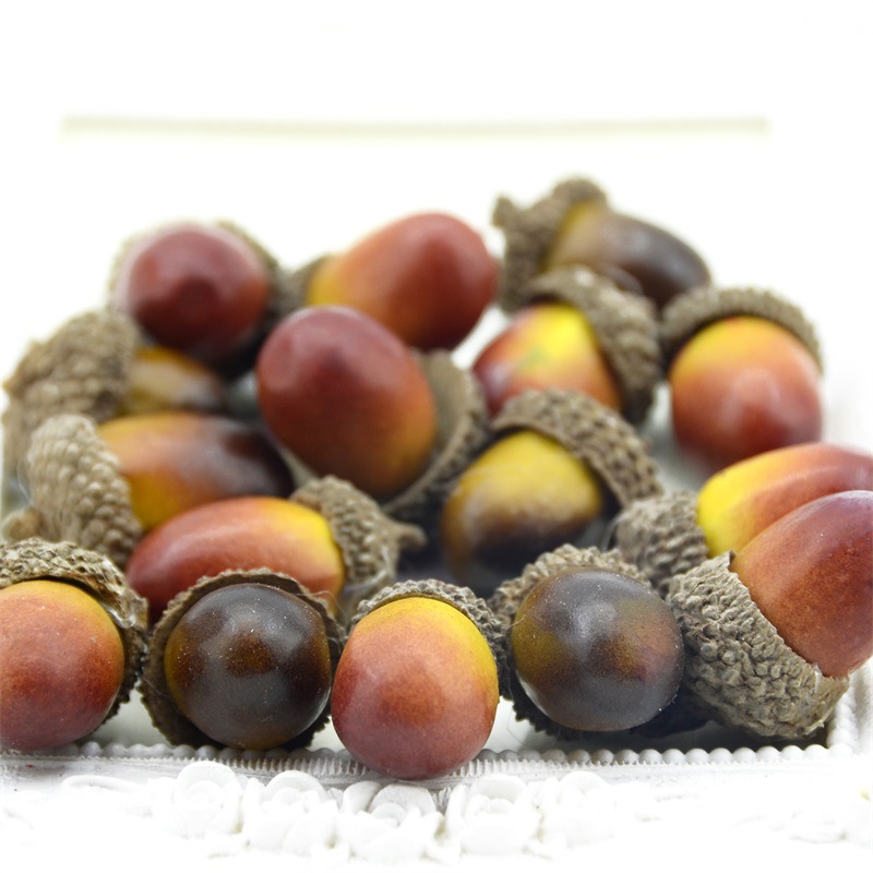 H 3cm Cross-Border Popular Mini Acorn Artificial Flower Fake Foam Fruit Berry Wedding Christmas Tree Decoration Flower Bunch