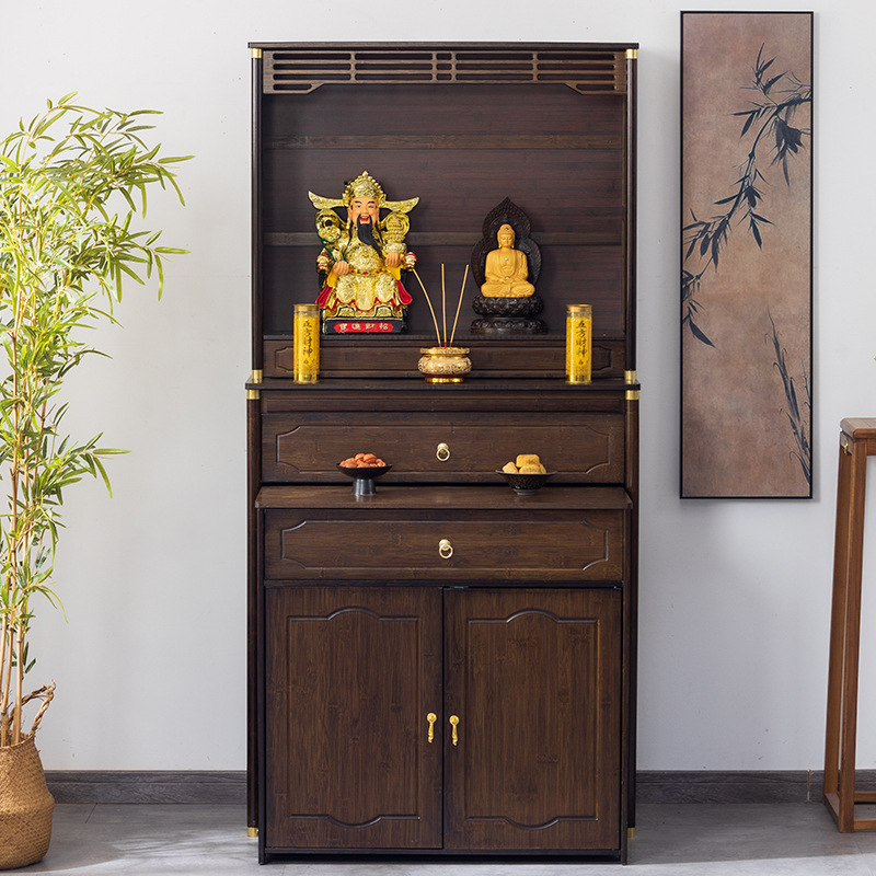 Buddha Niche Vertical Cabinet Nanzhu Household Economical Shrine Sacred Table Guanyin God of Wealth Sacred Table Highlight Simple Buddha Cabinet Sacred Cabinet