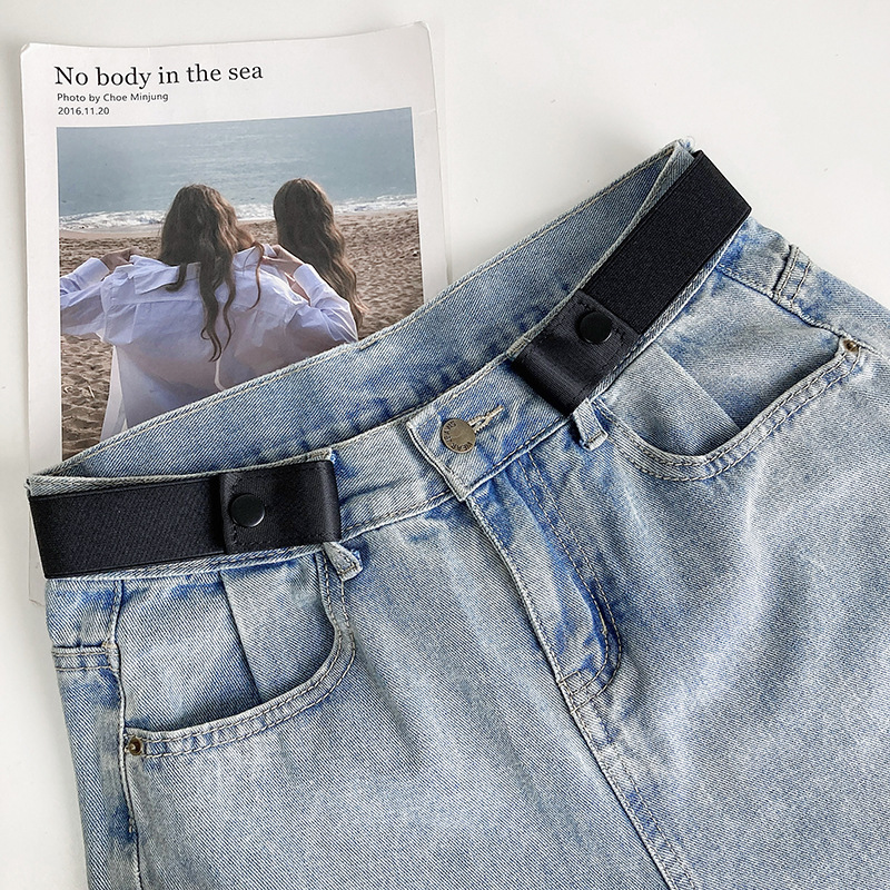 Lazy belt Women's adjustable elastic jeans belt men's invisible pants belt elastic waist slimming artifact military training