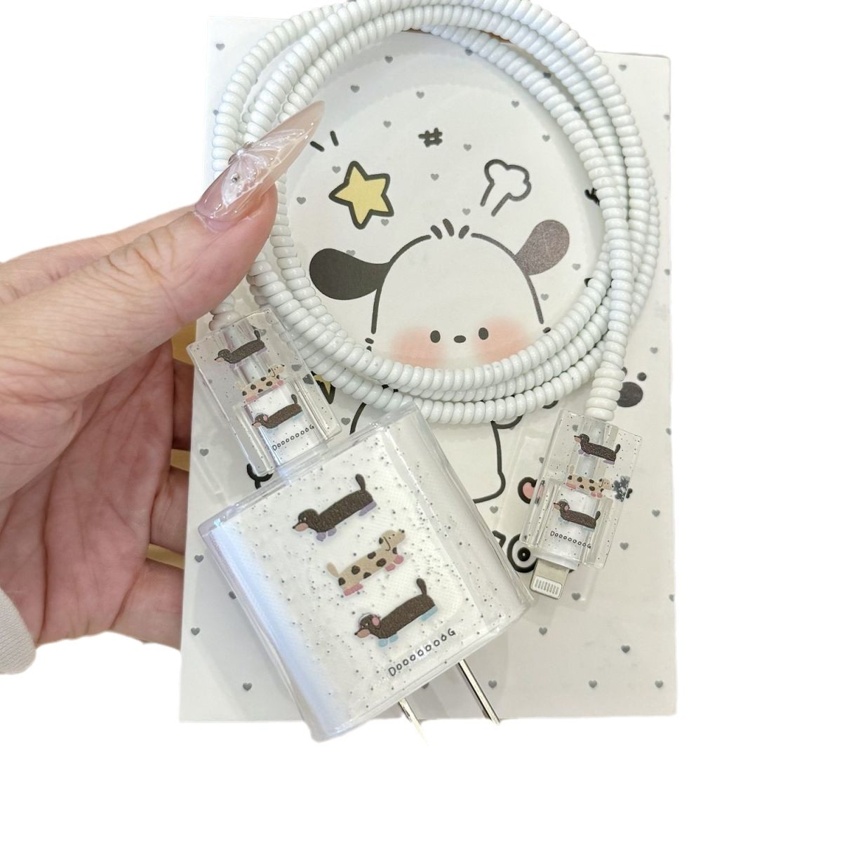 Foreign Trade Applicable Apple 15 Charger Protective Cover Charging Head Data Line Bite Protective Cover Anti-Break Cartoon