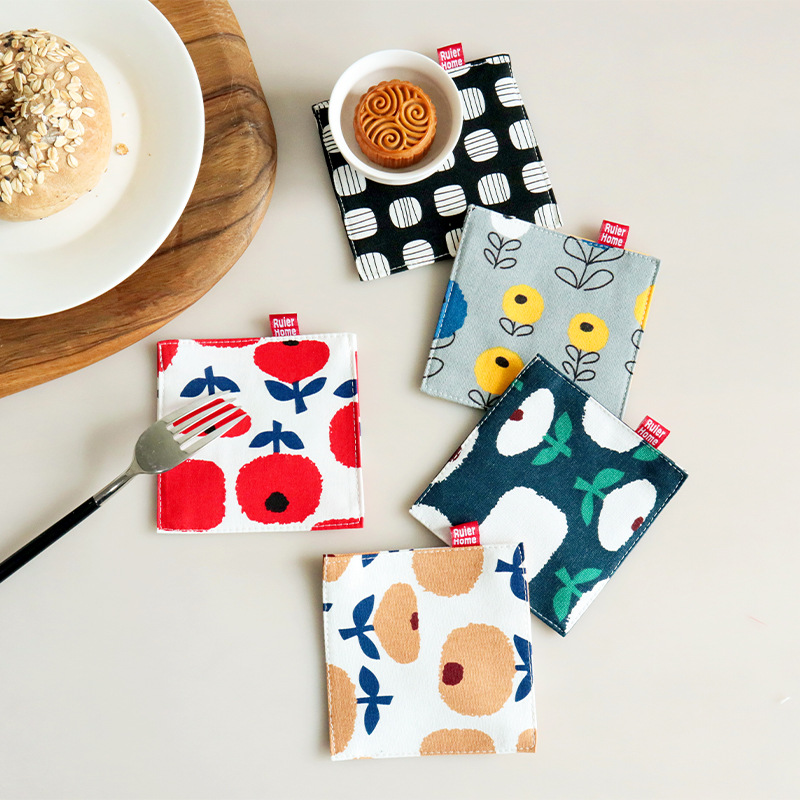 Коастер из японской ткани, двойной слой, для кружек и чая