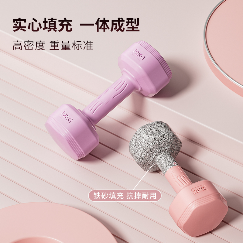 Women's Dumbbell Fitness Equipment Household Thin Belly Barbell Kettlebell Children Adolescent Female Small Dumbbell 2KG Pair