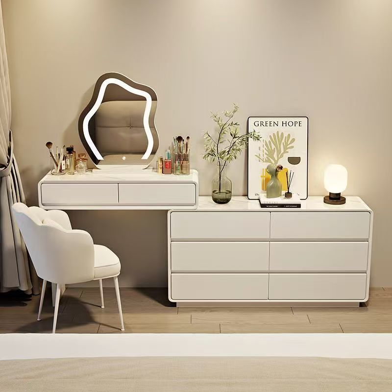 Dressing Table Home Bedroom Modern Simple Drawer Cabinet Integrated Cream Style Small Apartment Retractable Storage Cabinet Dressing Table