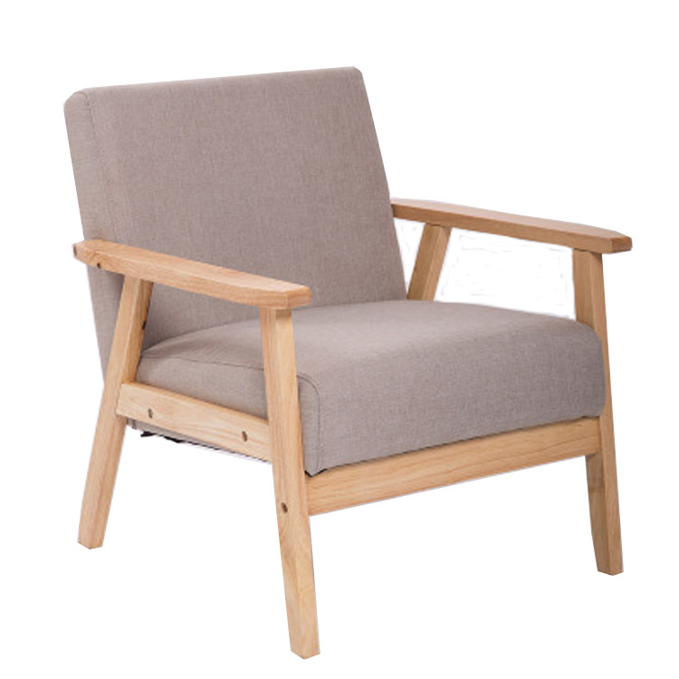 Modern Simple Sofa Chair Living Room Single Double Nordic Solid Wood Japanese Style Simple Sofa Fabric Sofa for Small Apartment