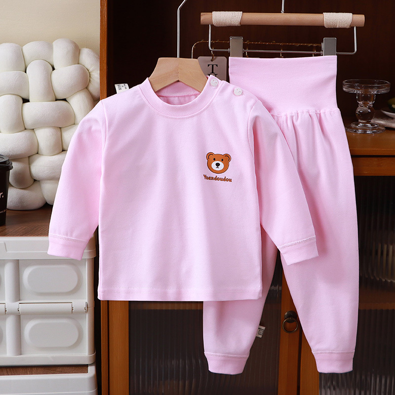 Children's pajamas long sleeve high waist cotton baby long johns underwear suit toddler warm autumn baby clothes home wear