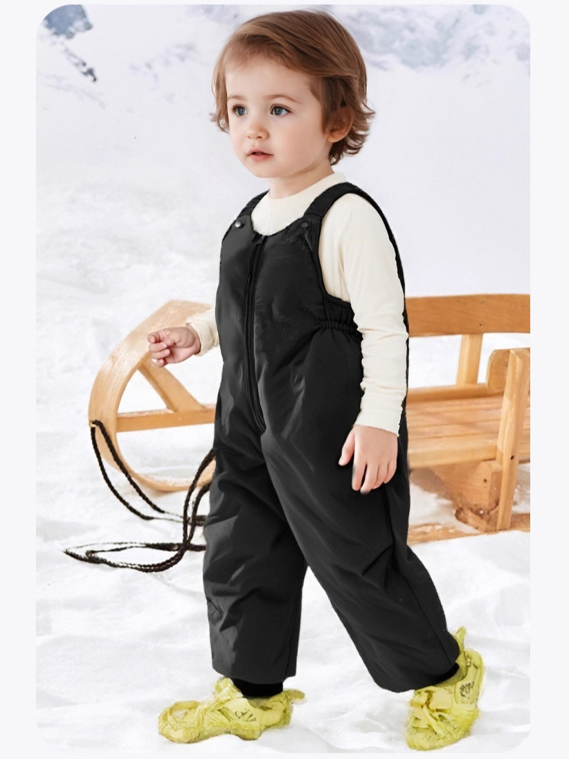 Boys and Girls Three-Proof down Pants Winter New Suspender Pants for Toddlers and Babies Thickeneded Warm White Duck down