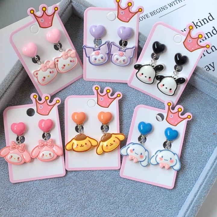 New Cartoon fresh cute sweet children sanliou girl sweet tube ear clip pendant girl earrings earrings