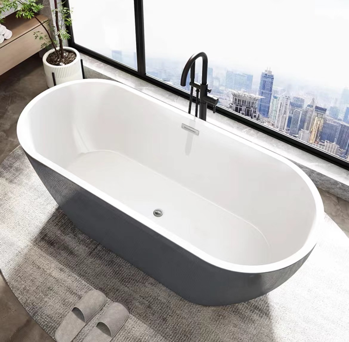 Acrylic Independent Oval Egg-shaped Hotel Homestay Project Adult Household 1 M 5 Bathtub 1 m 7 Bathtub