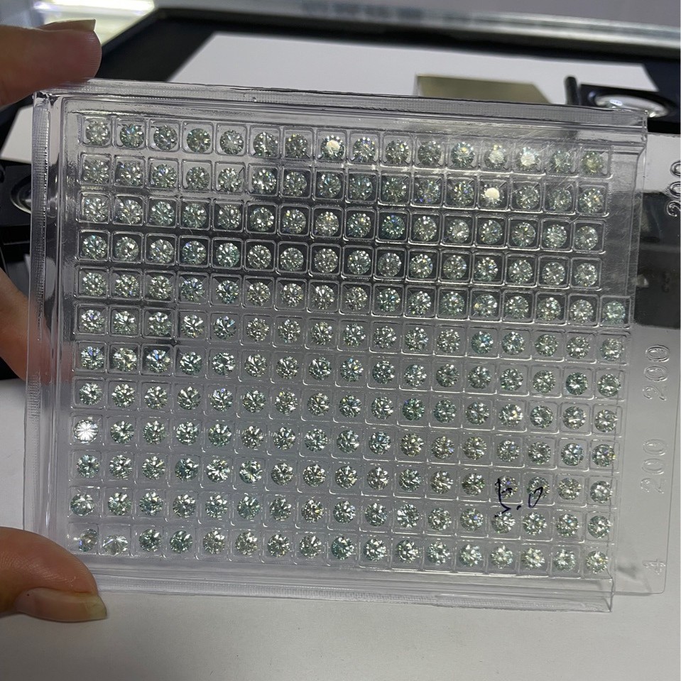 Jia Yao Round wwl Moissanite Bare Stone Eight Heart Eight Arrows Artificial Blue Bottom White Ring Accessories Inlaid with Main Stone