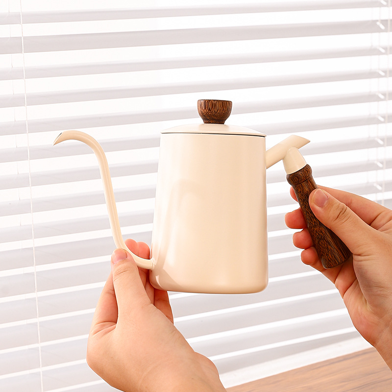 304 Stainless Steel Wooden Handle Pour-Over Kettle with Teflon Long Spout, Gooseneck Kettle, Coffee Pot, Narrow Spout Kettle, Household Cross-Border Hot Sale