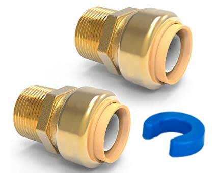 2-Pack Male Adapter 1/2 Inch by 1/2 Straight Connector Push-In