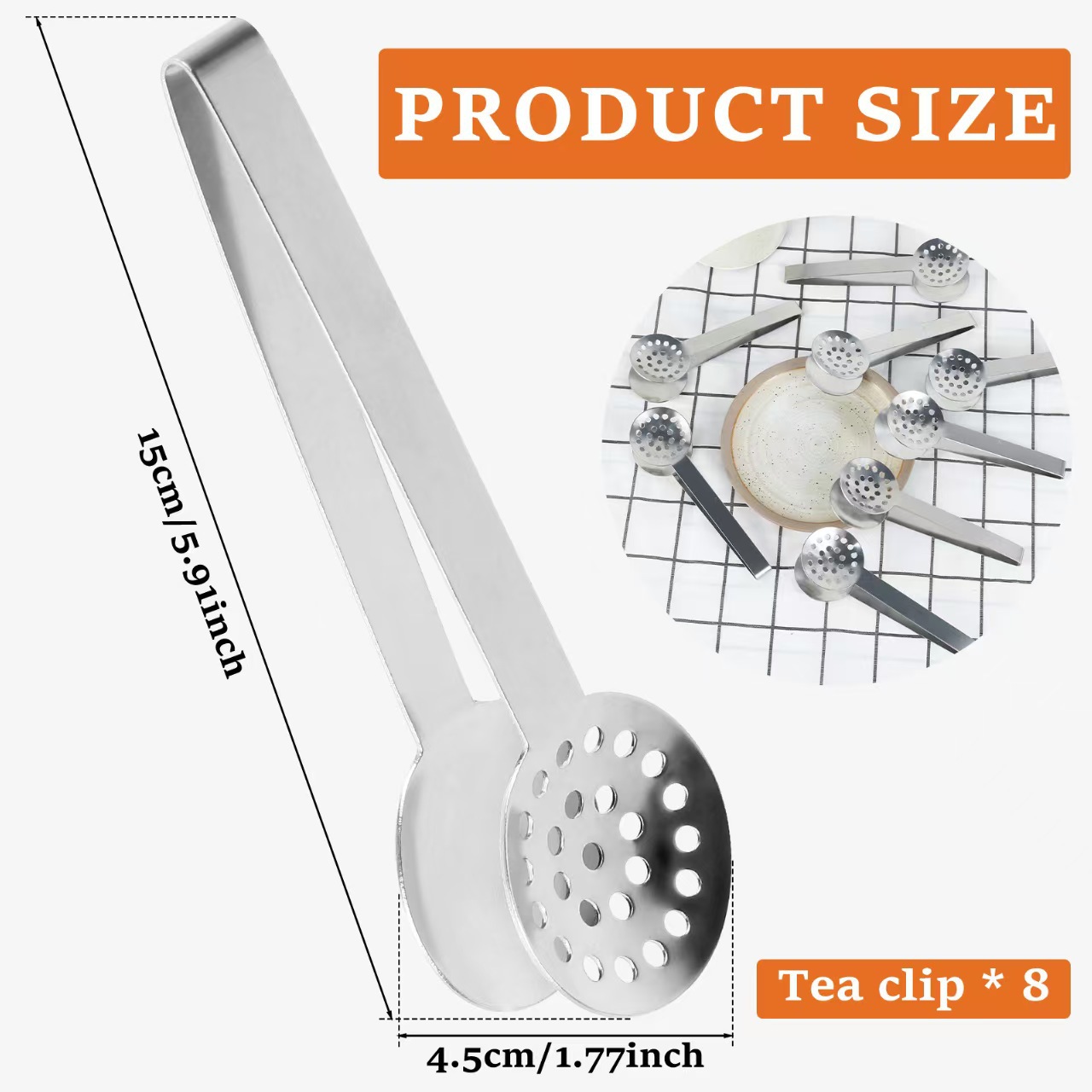 Stainless Steel Tea Bag Clip, Creative Tea Spoon, Cross-Border Multifunctional Tea Leaf Squeezing Pliers, Wholesale in Stock, Stainless Steel Tea Clip