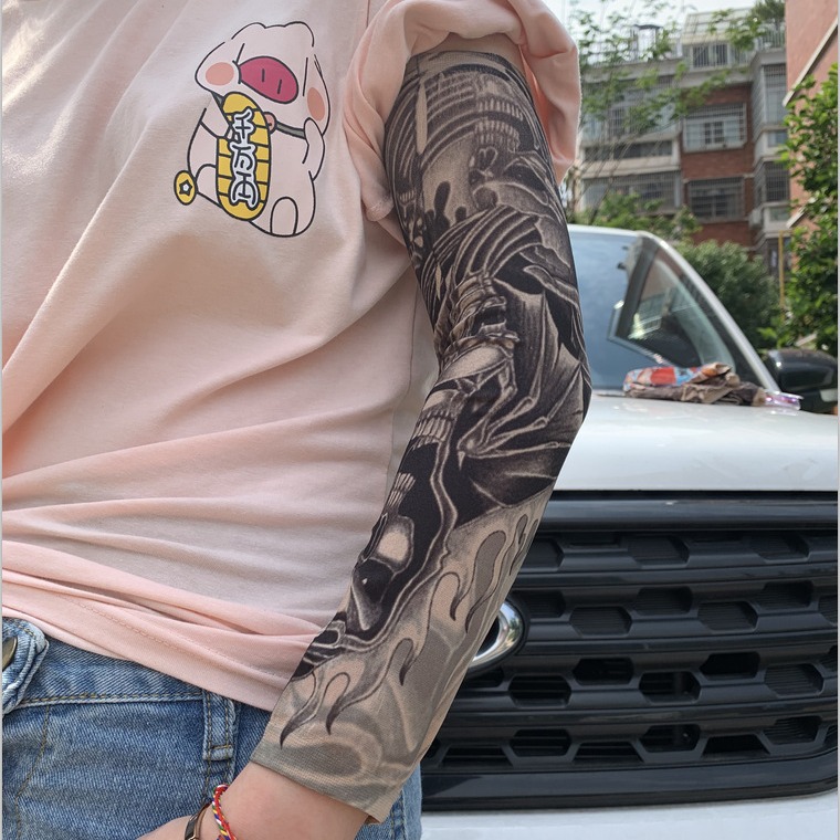 Cross-Border Wholesale Tattoo Sleeves Flower Arm Sleeves Tattoo Men's and Women's Sleeves Summer Cycling and Driving Sun Protection Arm Sleeves Hand Sleeves