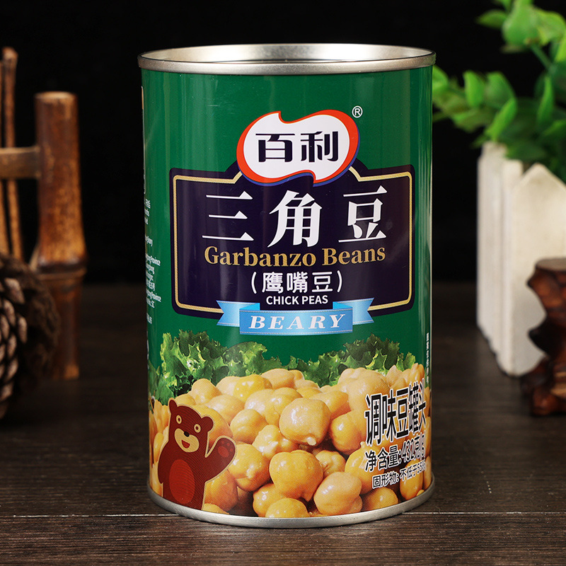 Free shipping Baili triangle beans canned chickpeas 432g beans cooked food ready-to-eat Western salad ingredients baking raw materials