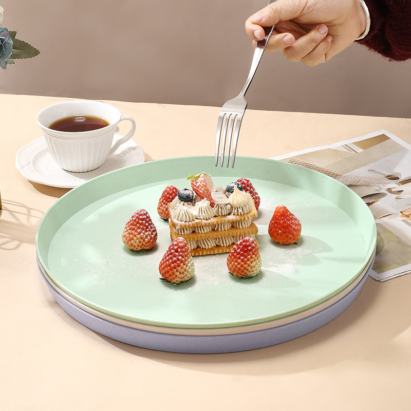 Wheat Straw Tray Round Plate Wedding Plate Creative Fruit Plate Dried Fruit Plate Living Room Dessert Plate Home Plate