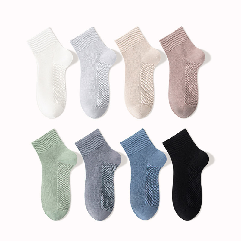 Customized Socks for Women, Autumn and Winter Mid-Calf Socks, Massage Bottom, Non-Slip, Classic Solid Color, Sports Couple, Cotton, Breathable