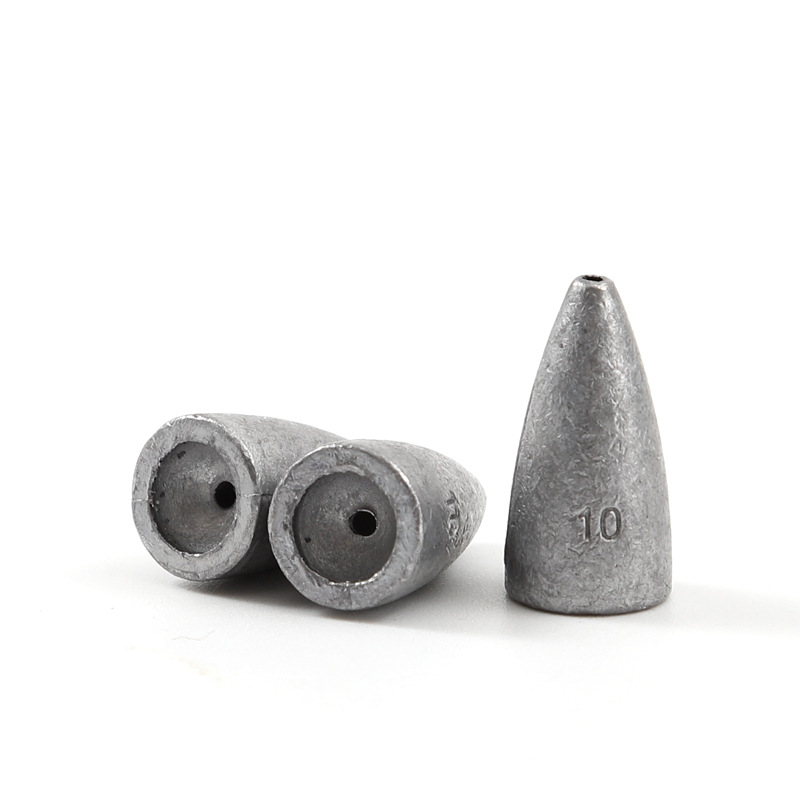 Bullet-Shaped Lure Lead Sinker, Blue Plastic Tube Style, Plastic Core Lead Sinker, Lure Texas Rig Fishing Lead Sinker