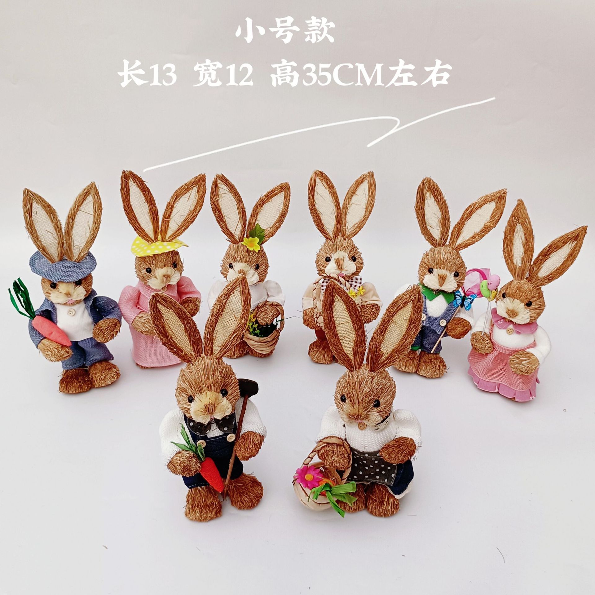 Directly from the Manufacturer, 35cm Small Cross-Border Scenic Area Reed Woven Rabbit Christmas Ornaments Handmade Intangible Cultural Heritage Gifts