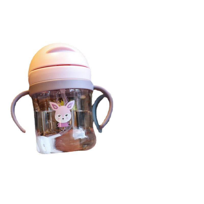 Factory Children's Water Cup with Straw Kindergarten Children's Water Cup with Handle Drop-resistant Leak-proof Anti-choking Water Bottle