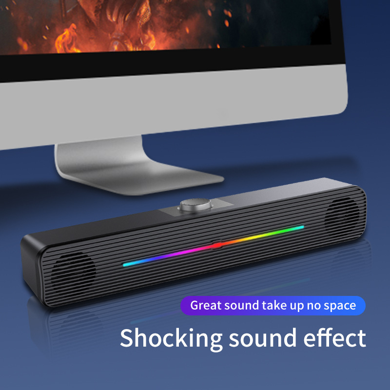 Cross-border E-1407 desktop laptop headphones computer audio strip luminous speaker subwoofer