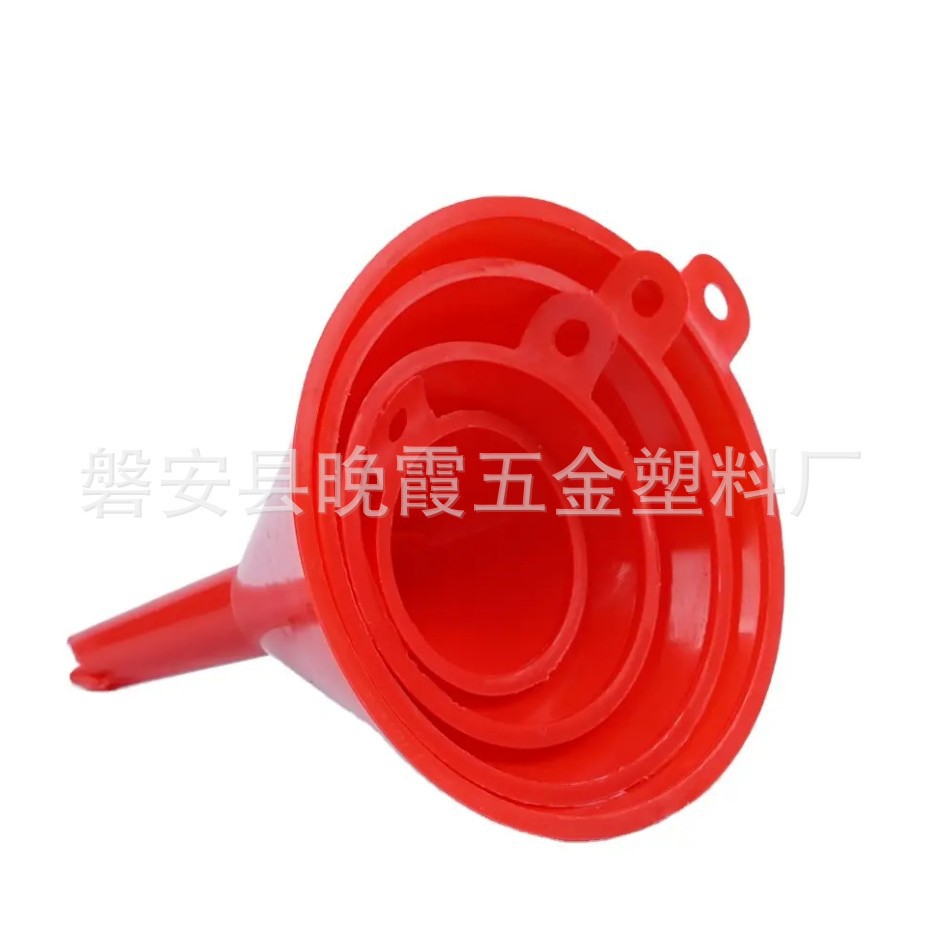 Funnel 4-Piece Set Red Plastic Car Refueling Funnel Oblique Mouth Simple Portable Household Refueling Funnel