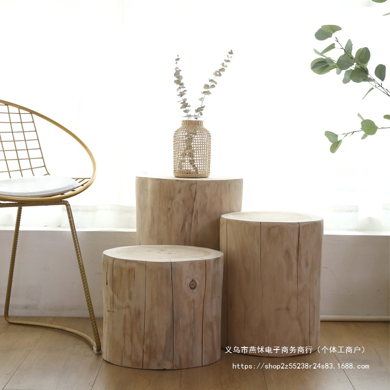 Скандинавский круглый табурет, орнамент из пня, табурет для смены обуви, деревянный кофейный столик