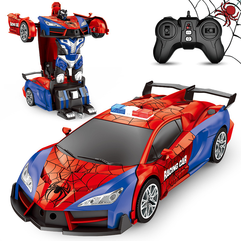 Cross-Border New Product Spider Transformation Car One-Click Demonstration Transformation Robot Simulation Police Car Light Racing Children's Toy