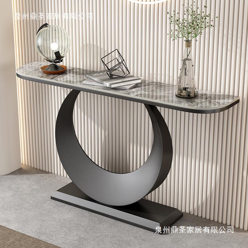 Итальянский каменный стол для входа, полукруглый, настенный шкаф, современный минималистичный, стол из камня для входа