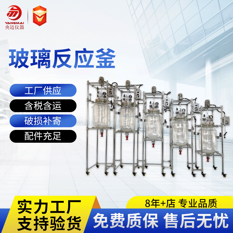Стеклянный реактор Yangmai, от 1L до 200L, полный ассортимент, установка на месте