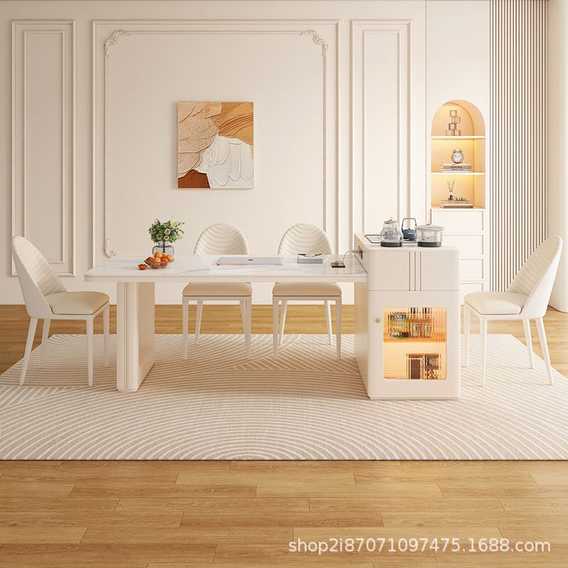 Cream Telescopic Island Table Rock Plate Tea Table Dining Table Integrated Dining Table and Chair Light Luxury Combination Simple Household Modern Small Apartment