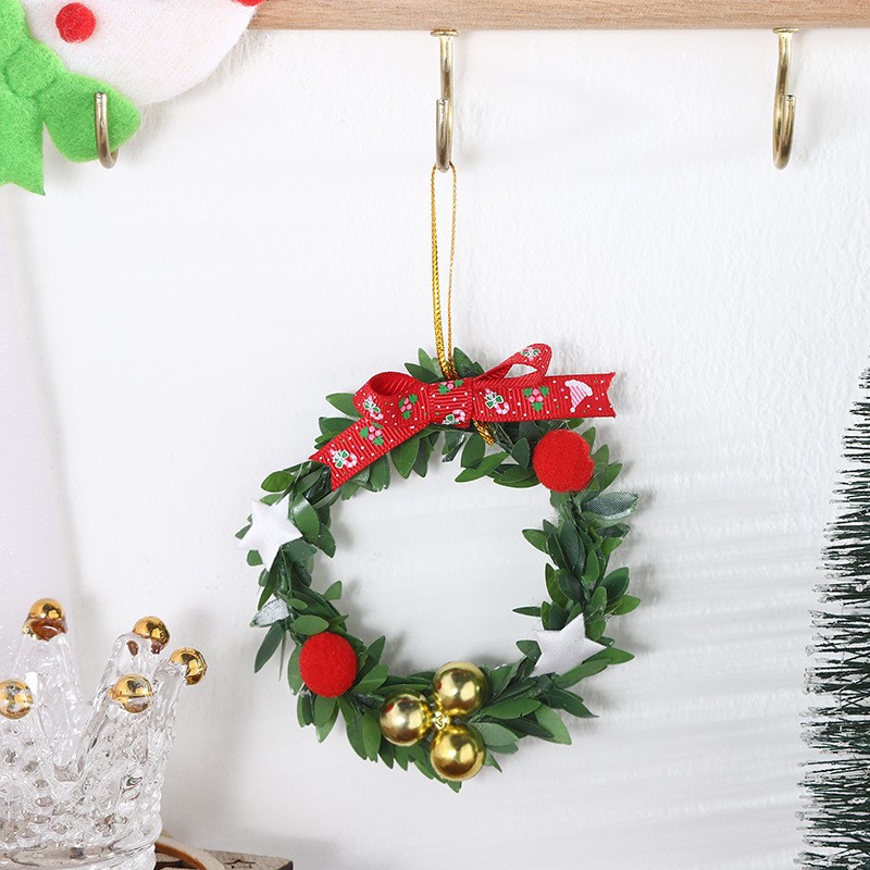 New Arrival Bow Leaf Wreath Bell Christmas Tree Accessories Christmas Gift Box Decoration Christmas Wreath