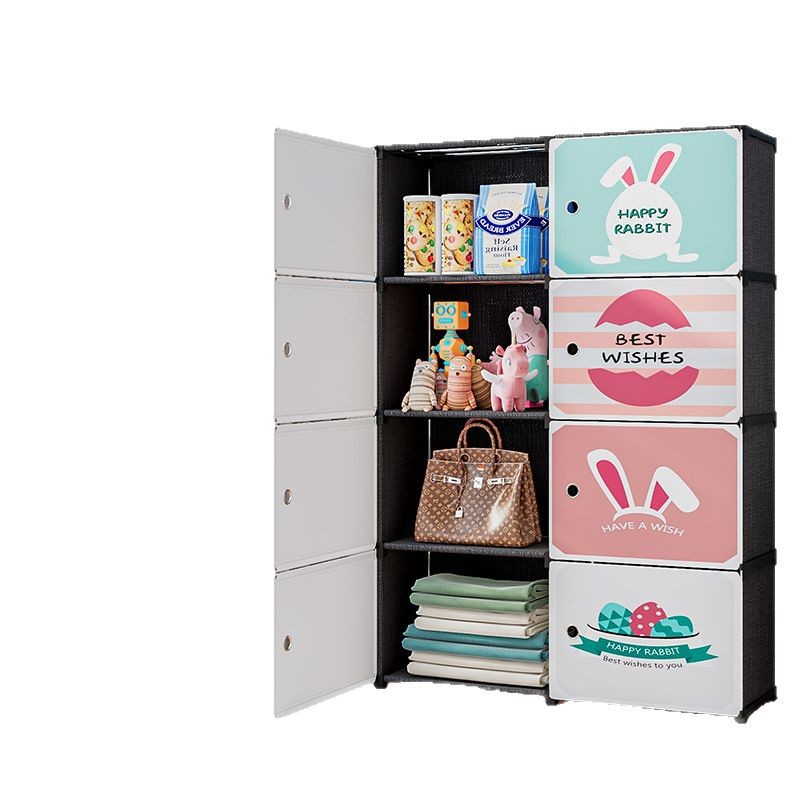 Storage Cabinet Folding Modern Simple Household Bedside Living Room Double Door Storage Snack Toy Storage Clothes Quilt