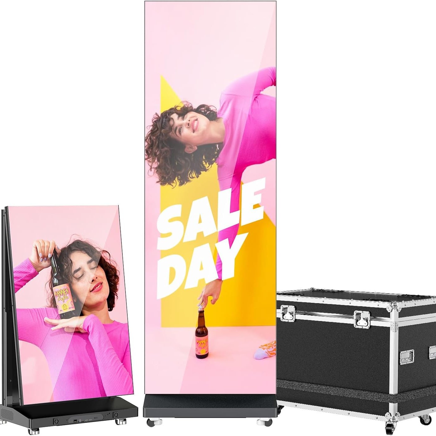 Full-Color High-Definition Vertical Led Poster Screen Wireless Movable Advertising Machine Digital Advertising Screen Display and Promotion