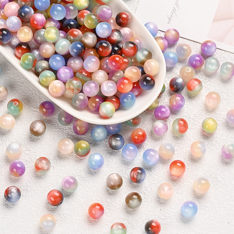 Ручные смятые круглые бусины из смолы, DIY бусины для браслетов и ожерелий