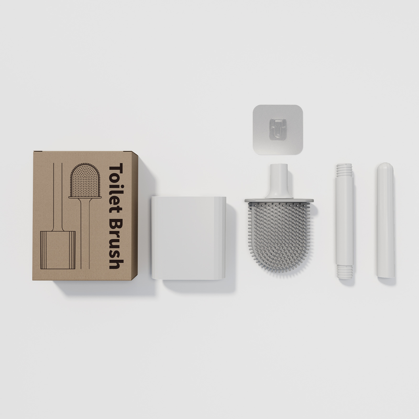 New flexible glue toilet brush household toilet cleaning brush detachable Rod punch-free wall hanging toilet brush cross-border best-selling