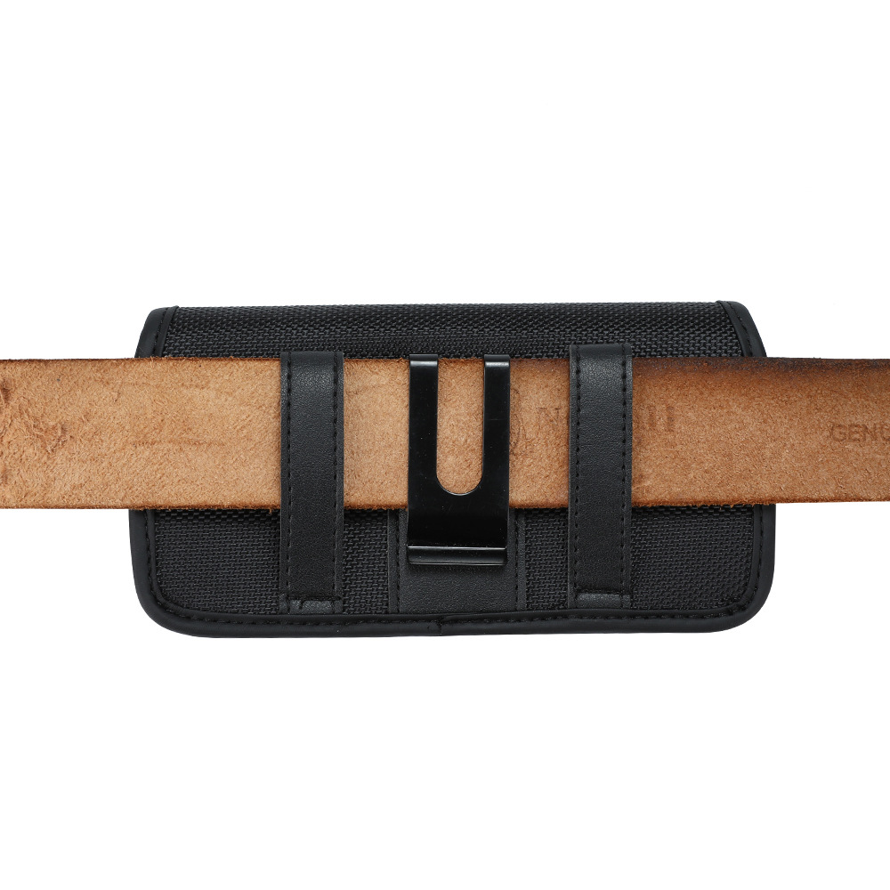 Suitable for Iphone15 Vertical and Horizontal Max Leather Case Card Oxford Cloth Nylon Fabric Wear Belt Waist Bag