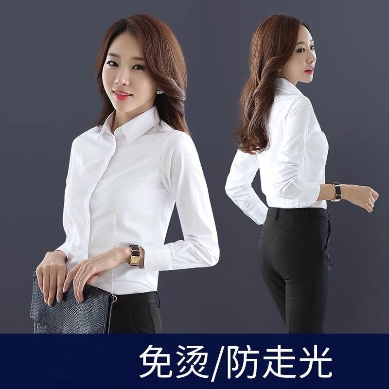 White Shirt Women's Long-Sleeved New Professional Formal Wear Thickeneded White Shirt Ol Elegant Women's Work Clothes Top
