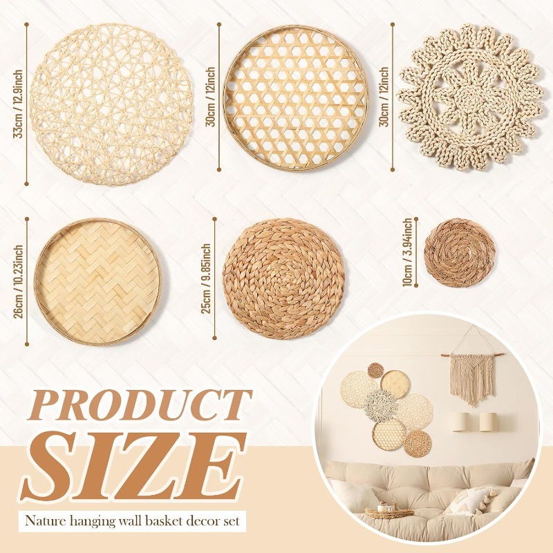 Wall Hanging Bohemian Wall Basket suit Wall Decoration Straw Wall Decoration Homestay Entrance Living Room Decoration Hanging Decoration Handmade