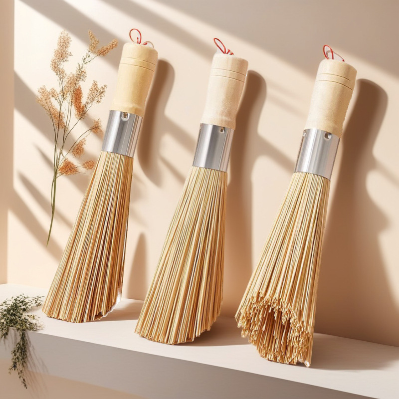 Bamboo Pot Brush Bold and Long Slant Brush Pan Oil-free Steel Ring Bamboo Brush Rice Brockbroom Cooking Bamboo Brush Brush Brush Pot for Restaurant