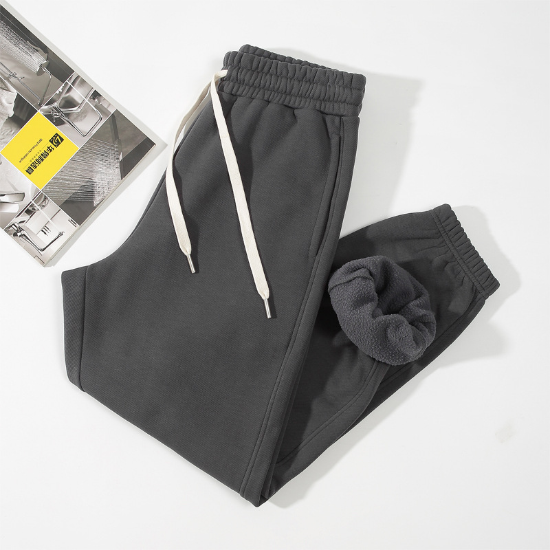 Мужские брюки с флисовой подкладкой 400г тяжелые брюки 2025 осень-зима новые свободные брюки для мужчин и женщин длинные брюки