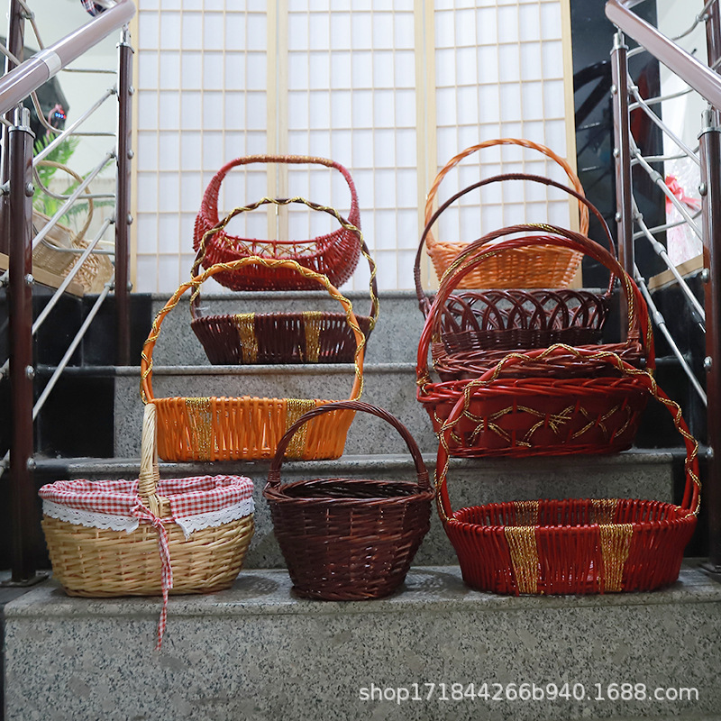 Корзина для фруктов синяя плетеная, большая синяя ручная корзина, цветочная корзина, корзина для яиц, синяя корзина для сбора, плетеная корзина для покупок, пикниковая корзина, ручная работа