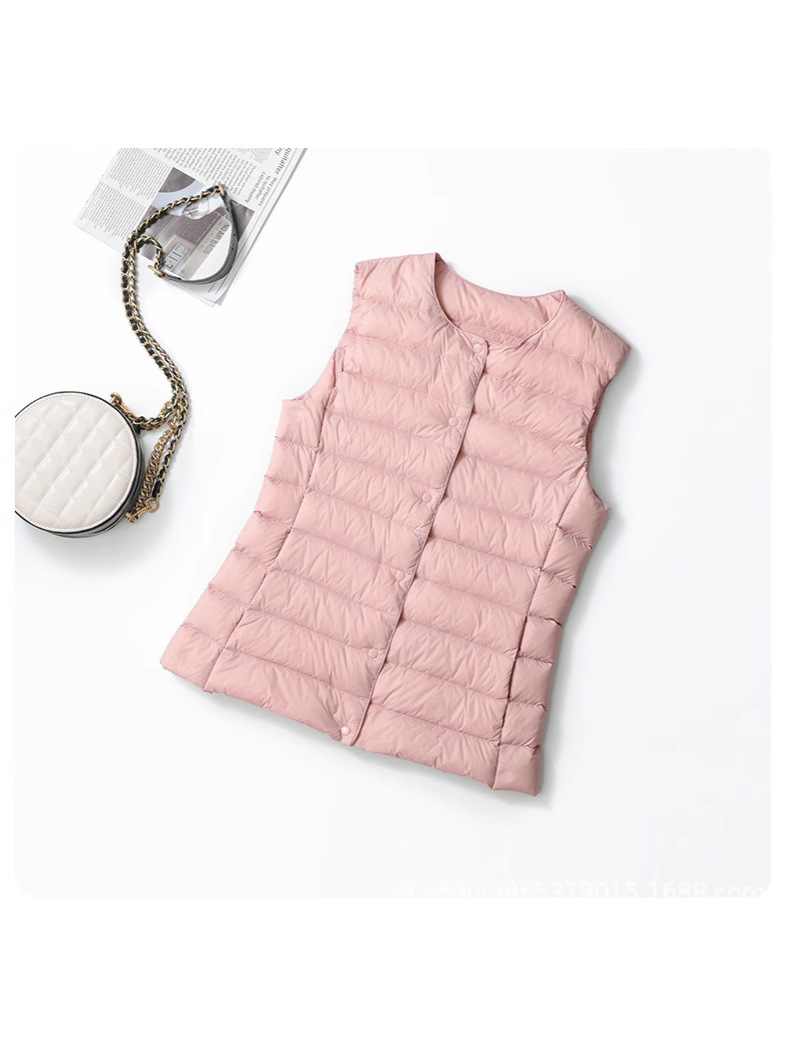 2025 Winter New Lightweight down Jacket for Women, Short Style, Round Neck, Inner Liner, Warm Vest, Inner Layer Coat for Middle-Aged and Elderly Women