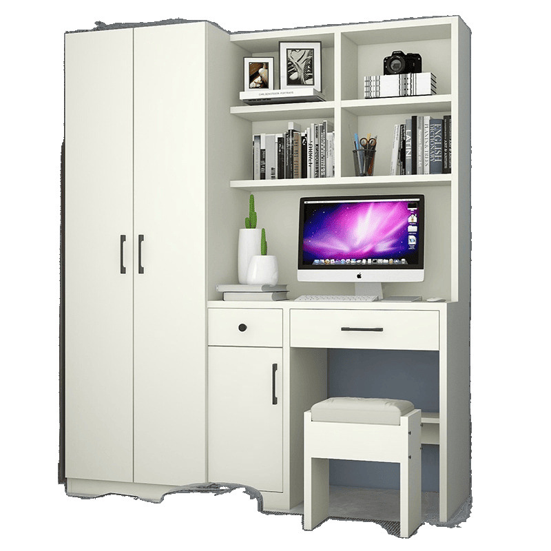 Simple Desk with Wardrobe Integrated Combination Desk Cabinet Small Apartment Bedroom Children's Bookshelf Computer Desk Home in stock