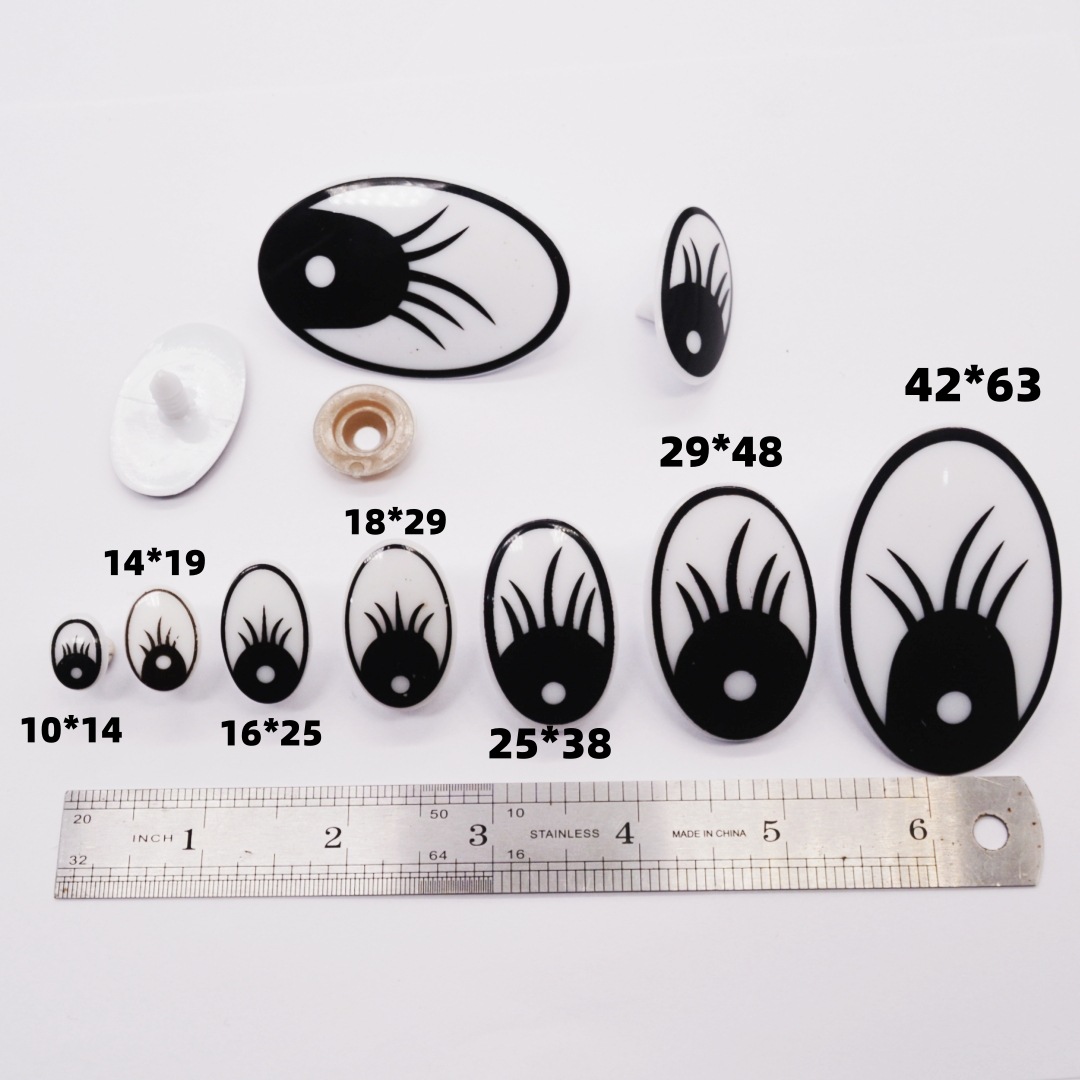 Eyelash Black and White Cartoon Toy Eyes Oval Doll Plush Toy Plastic Eyes Black and White Cartoon Eyes