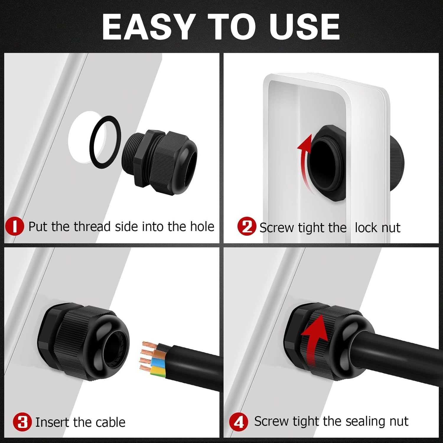 Hanibos 20 Stück Cable Clamp Pg9 Adjustable 4-8 mm