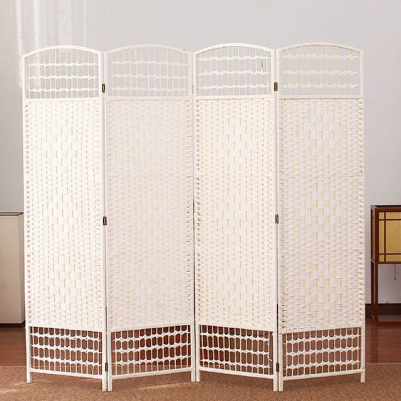 Woven Rattan Screen, Hand-Folded Partition, Solid Wood, Fashionable Hotel Entrance, Living Room, Bedroom, Mobile Folding Screen, Simple Factory