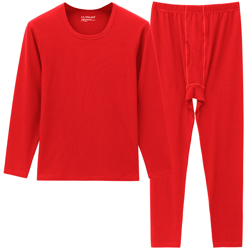 Men's Benmingnian Red Thermal Underwear suit Cotton Cotton 2025 Year of the Snake Clothes Autumn Clothes Autumn Trousers Cotton Sweater