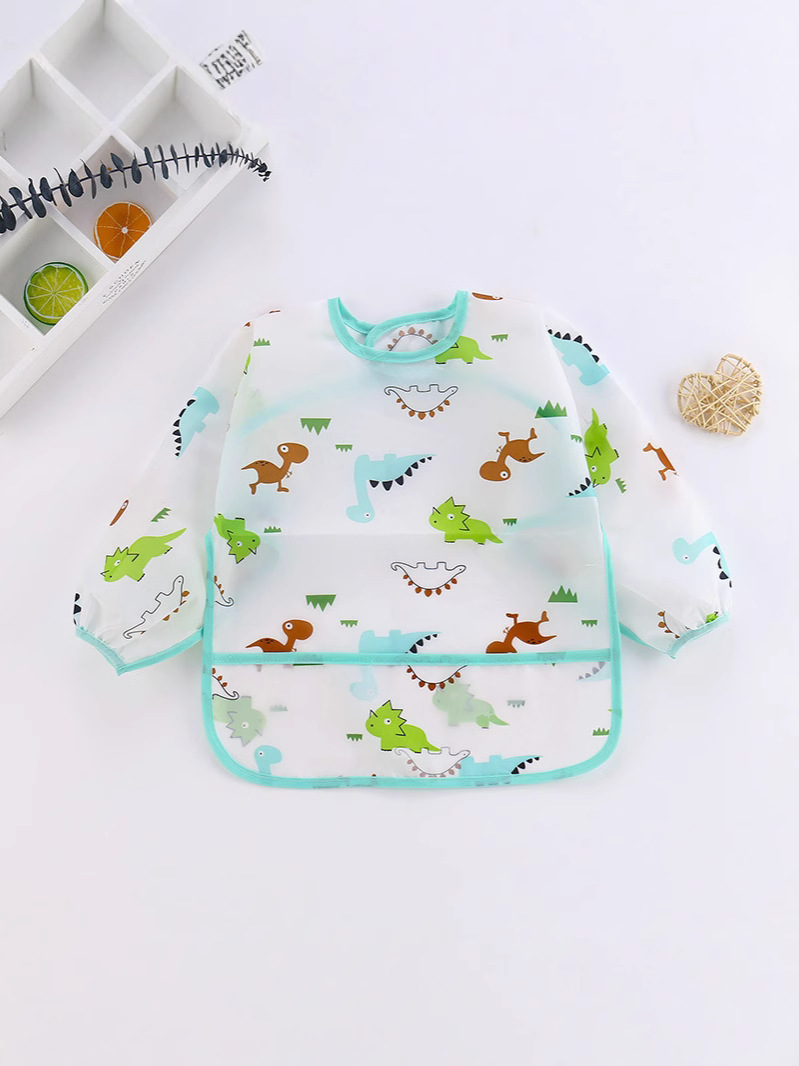 Manufacturer Customized Pattern Children's Smock Baby Waterproof Reverse Dressing Infant Eating Clothes Anti-Fouling Waterproof Washable