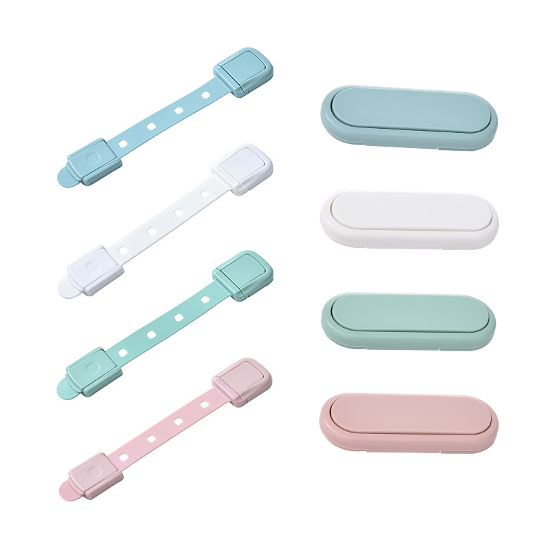 Cross-Border New Infant Wardrobe Short Lock Cabinet Door Double Lock Child Safety Lock Protective Invisible Button Folio Lock